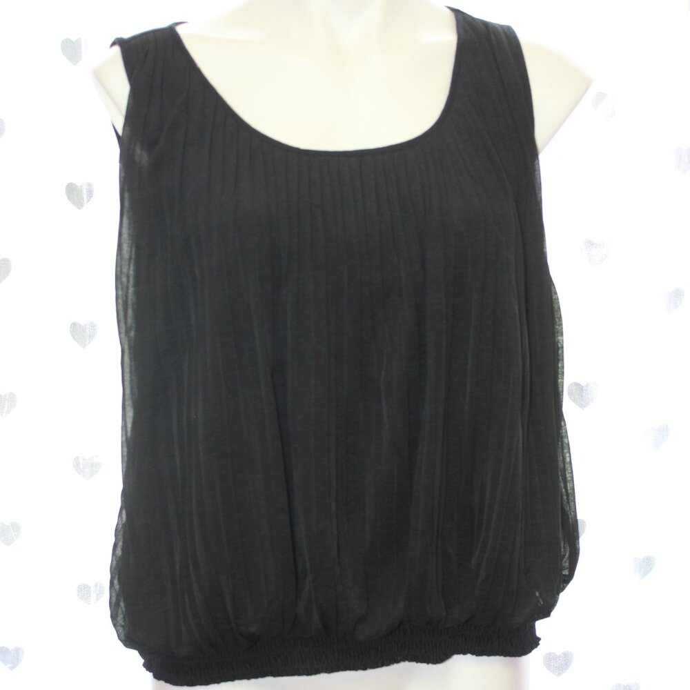 #284 Ann Taylor Loft Black Dressy Bubble Top Size L